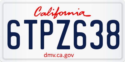 CA license plate 6TPZ638