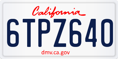 CA license plate 6TPZ640