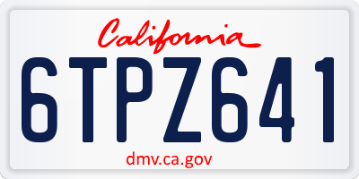 CA license plate 6TPZ641