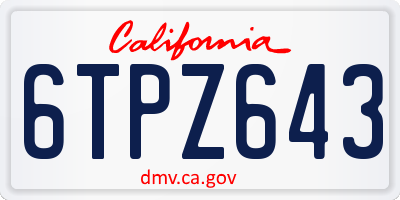 CA license plate 6TPZ643