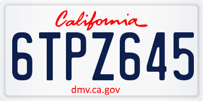 CA license plate 6TPZ645