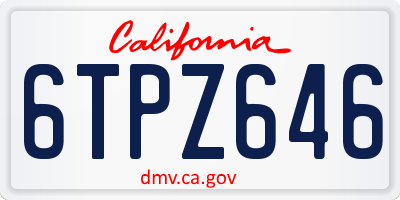 CA license plate 6TPZ646