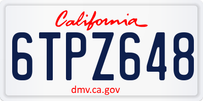 CA license plate 6TPZ648