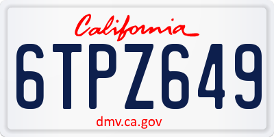 CA license plate 6TPZ649