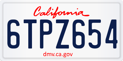 CA license plate 6TPZ654