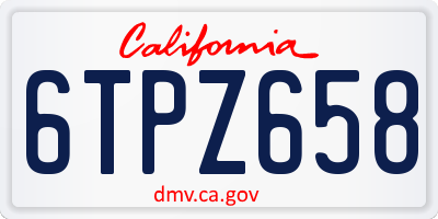 CA license plate 6TPZ658