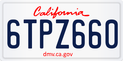 CA license plate 6TPZ660