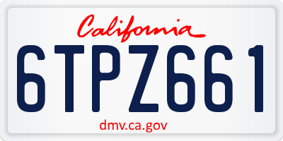 CA license plate 6TPZ661