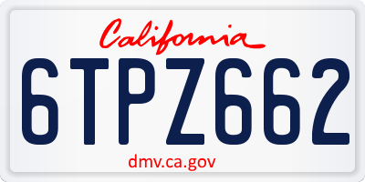 CA license plate 6TPZ662
