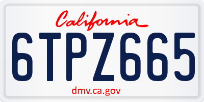 CA license plate 6TPZ665