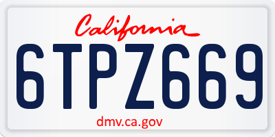 CA license plate 6TPZ669