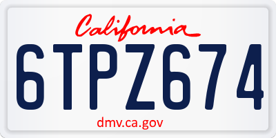 CA license plate 6TPZ674