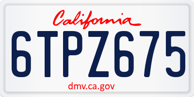 CA license plate 6TPZ675