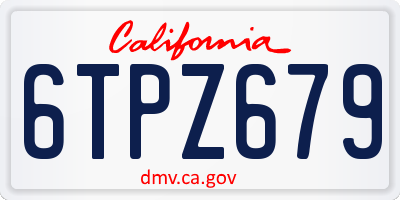 CA license plate 6TPZ679