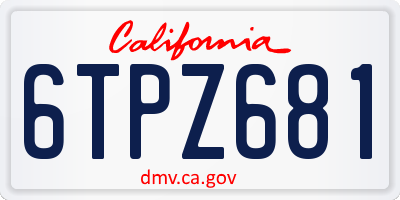 CA license plate 6TPZ681