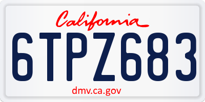 CA license plate 6TPZ683