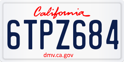 CA license plate 6TPZ684