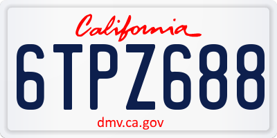 CA license plate 6TPZ688
