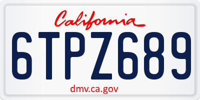 CA license plate 6TPZ689