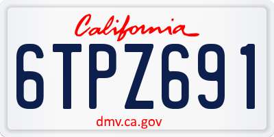 CA license plate 6TPZ691