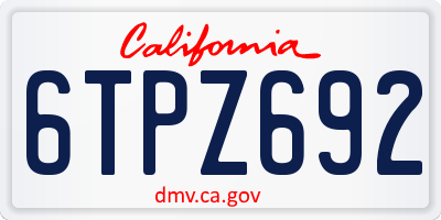 CA license plate 6TPZ692