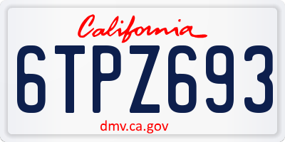 CA license plate 6TPZ693