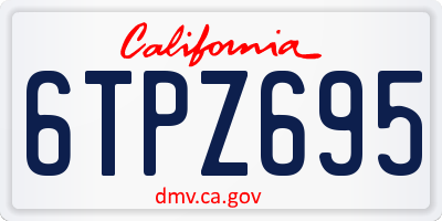 CA license plate 6TPZ695