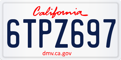 CA license plate 6TPZ697