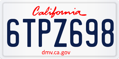 CA license plate 6TPZ698