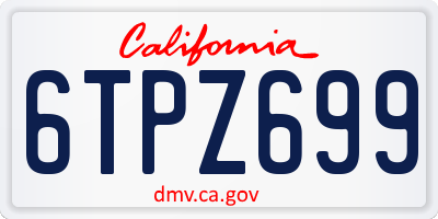 CA license plate 6TPZ699