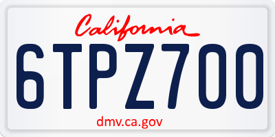 CA license plate 6TPZ700