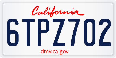 CA license plate 6TPZ702