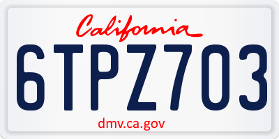 CA license plate 6TPZ703