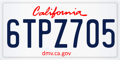 CA license plate 6TPZ705