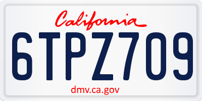 CA license plate 6TPZ709