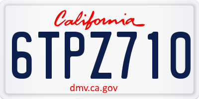 CA license plate 6TPZ710