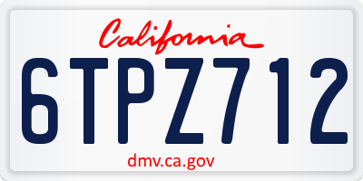 CA license plate 6TPZ712