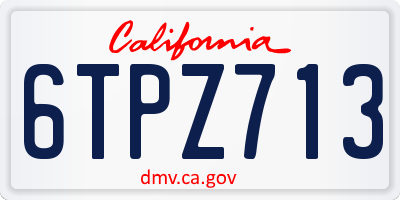 CA license plate 6TPZ713