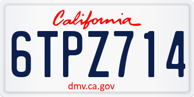 CA license plate 6TPZ714