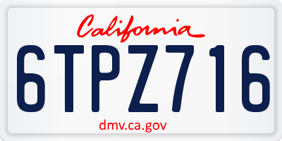 CA license plate 6TPZ716