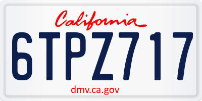 CA license plate 6TPZ717