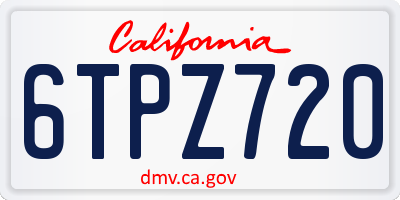 CA license plate 6TPZ720