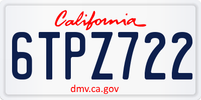 CA license plate 6TPZ722