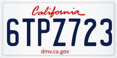 CA license plate 6TPZ723