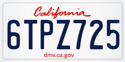 CA license plate 6TPZ725