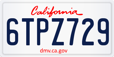 CA license plate 6TPZ729