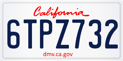 CA license plate 6TPZ732