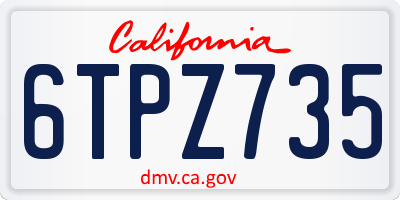 CA license plate 6TPZ735