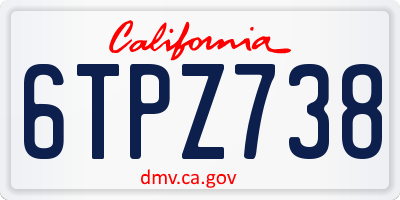 CA license plate 6TPZ738