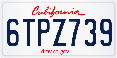 CA license plate 6TPZ739